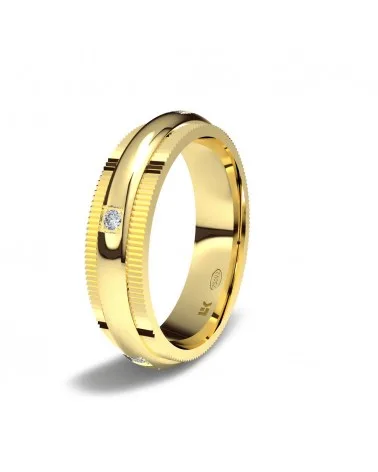 Alianza de boda giratoria oro amarillo 18k 5 mm con 5 diamantes