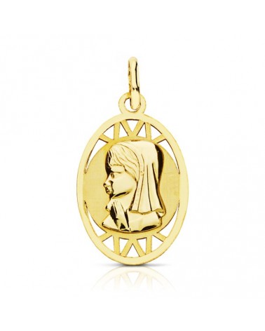 Medalla oro 9k Virgen niña oval 21x12 mm