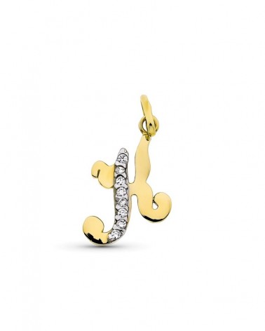 Colgante oro 9k letra H circonita 15x12 mm