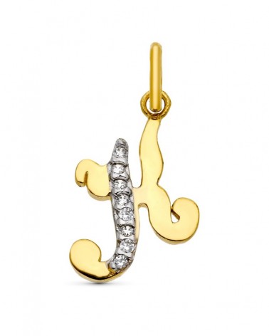 Colgante oro 9k letra K circonita 15x12 mm