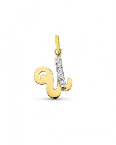 Colgante oro 9k letra U circonita amarillo 15x12mm