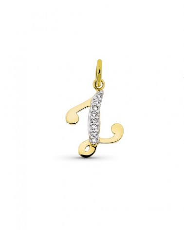 Colgante oro 9k letra Z circonita amarillo 15x12 mm