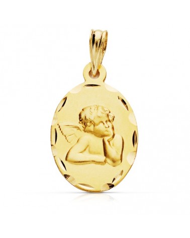 Medalla oro 9k Ángel Burlón ovalada 23x14 mm