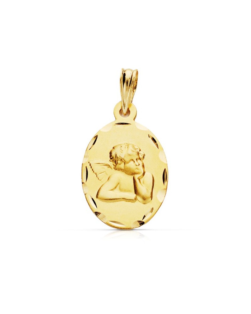 Medalla oro 9k Ángel Burlón ovalada 23x14 mm