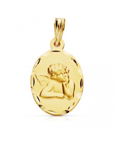 Medalla oro 9k Ángel Burlón ovalada 23x14 mm