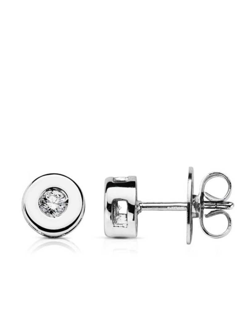 Pendientes oro blanco 9k diamante cierre presión