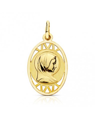 Medalla oro 9k Virgen Francesa 19x13 mm
