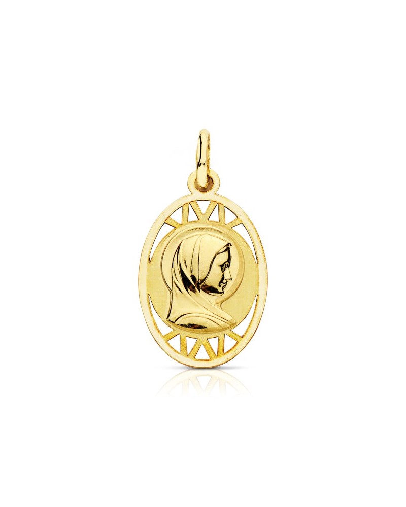 Medalla oro 9k Virgen Francesa 19x13 mm