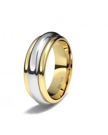 Alianza giratoria oro bicolor 18k 6 mm media caña