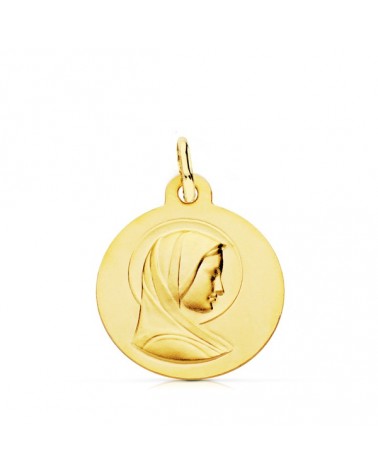 Medalla oro 9k amarillo Virgen María francesa 16mm