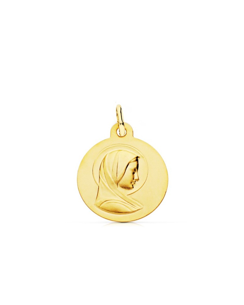 Medalla oro 9k amarillo Virgen María francesa 16mm