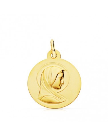 Medalla oro 9k amarillo Virgen María francesa 16mm