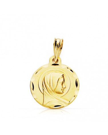 Medalla oro 9k Virgen María francesa 14 mm