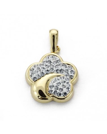 Colgante oro 9k flor circonitas 15x13 mm