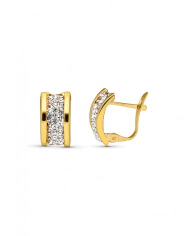 Pendientes oro 9k circonita cierre catalán 12x7mm