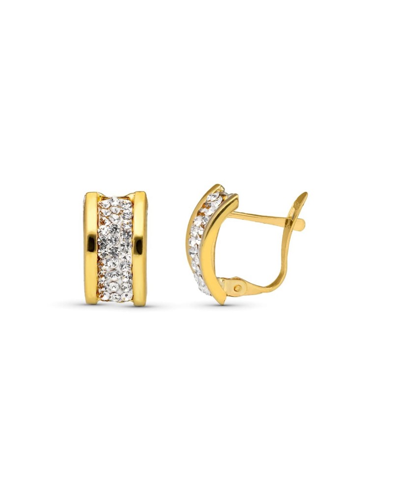 Pendientes oro 9k circonita cierre catalán 12x7mm