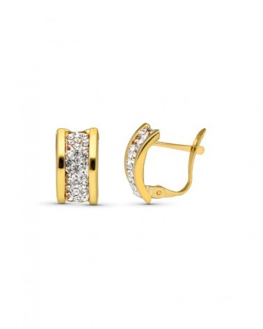 Pendientes oro 9k circonita cierre catalán 12x7mm