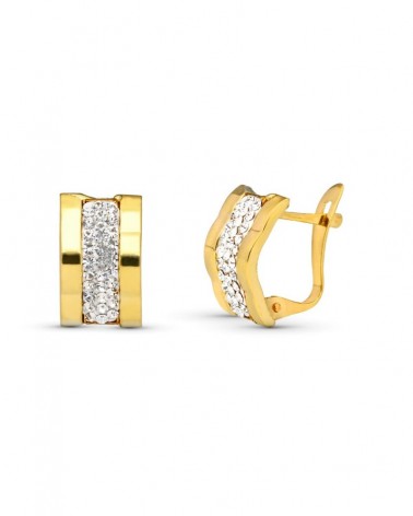 Pendientes oro 9k circonita cierre catalán 12x7mm