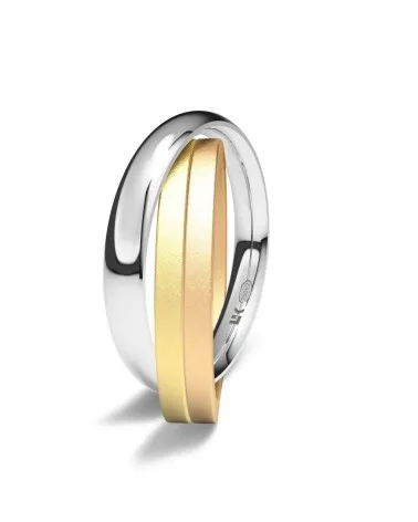Alianza tricolor entrelazada oro 18k tres aros, blanco por fuera