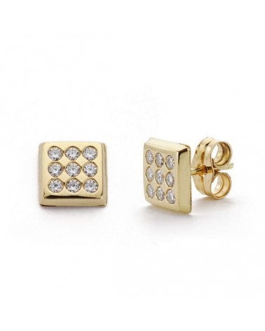 Pendientes oro 9k amarillo cuadrados 7x7 mm cierre presión