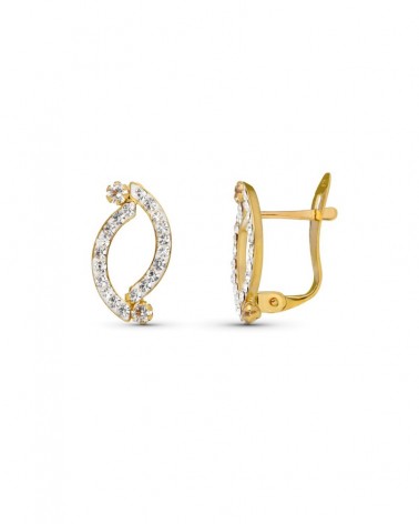 Pendientes oro 9k circonita cierre catalán 13x7mm