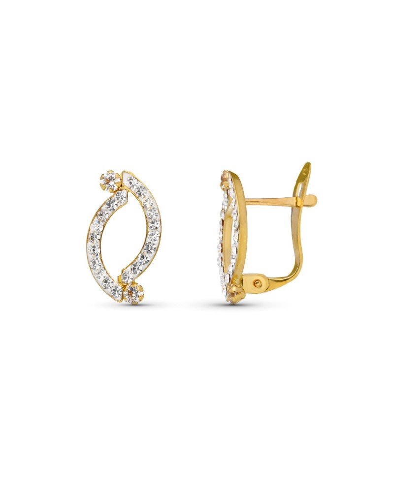 Pendientes oro 9k circonita cierre catalán 13x7mm
