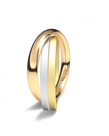 Alianza tricolor entrelazada oro 18k tres aros, rojo por fuera