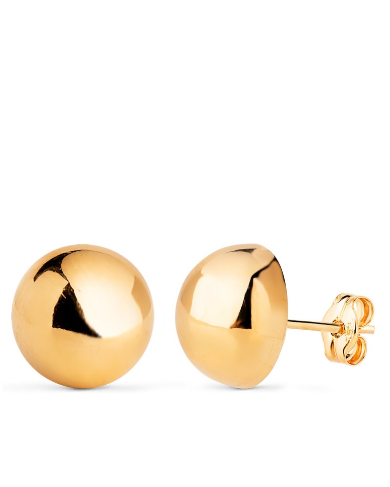 Pendientes oro 9k amarillo media bola lisa 12mm