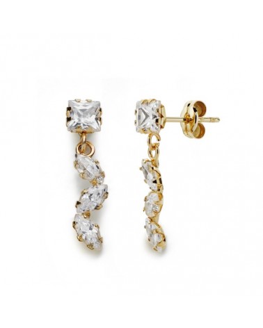 Pendientes oro 9k circonita colgantes 19x4 mm