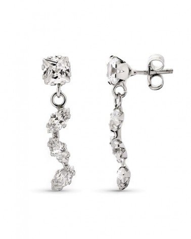 Pendientes oro 9k blanco colgantes circonitas 20mm