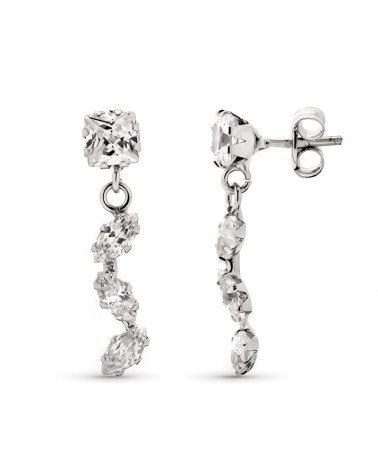 Pendientes oro 9k blanco colgantes circonitas 20mm