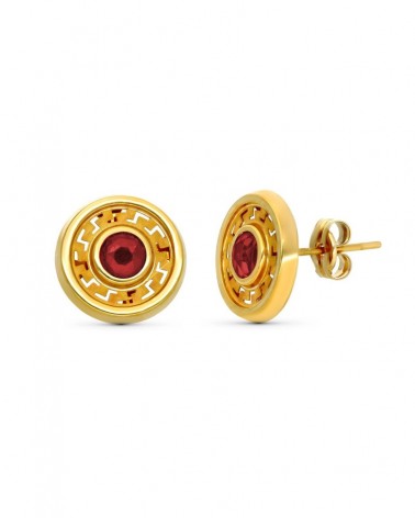 Pendientes oro 9k amarillo piedra roja 11mm