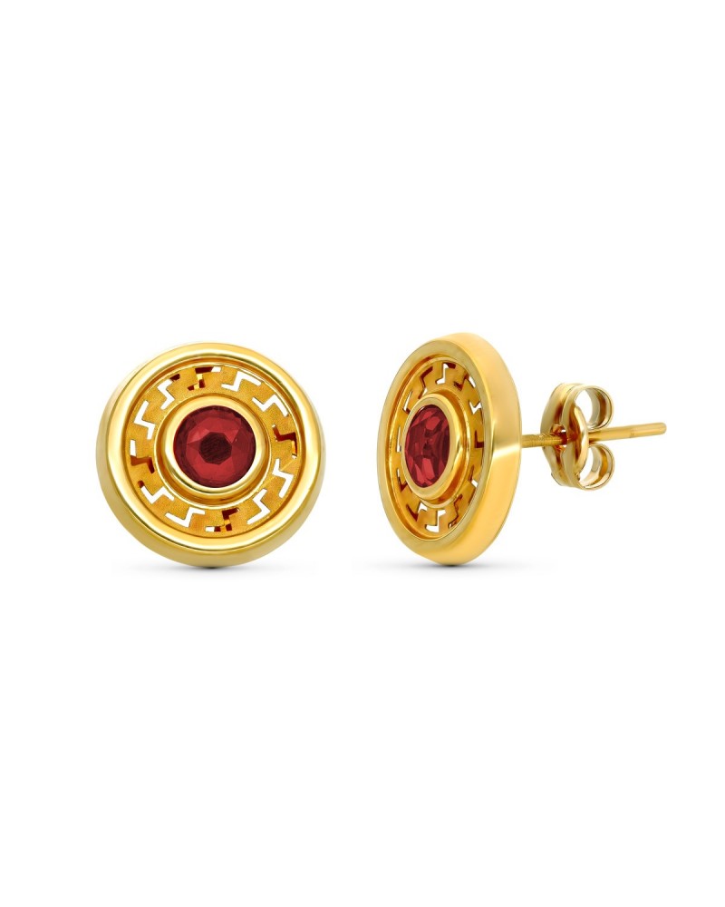 Pendientes oro 9k amarillo piedra roja 11mm