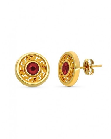 Pendientes oro 9k amarillo piedra roja 11mm