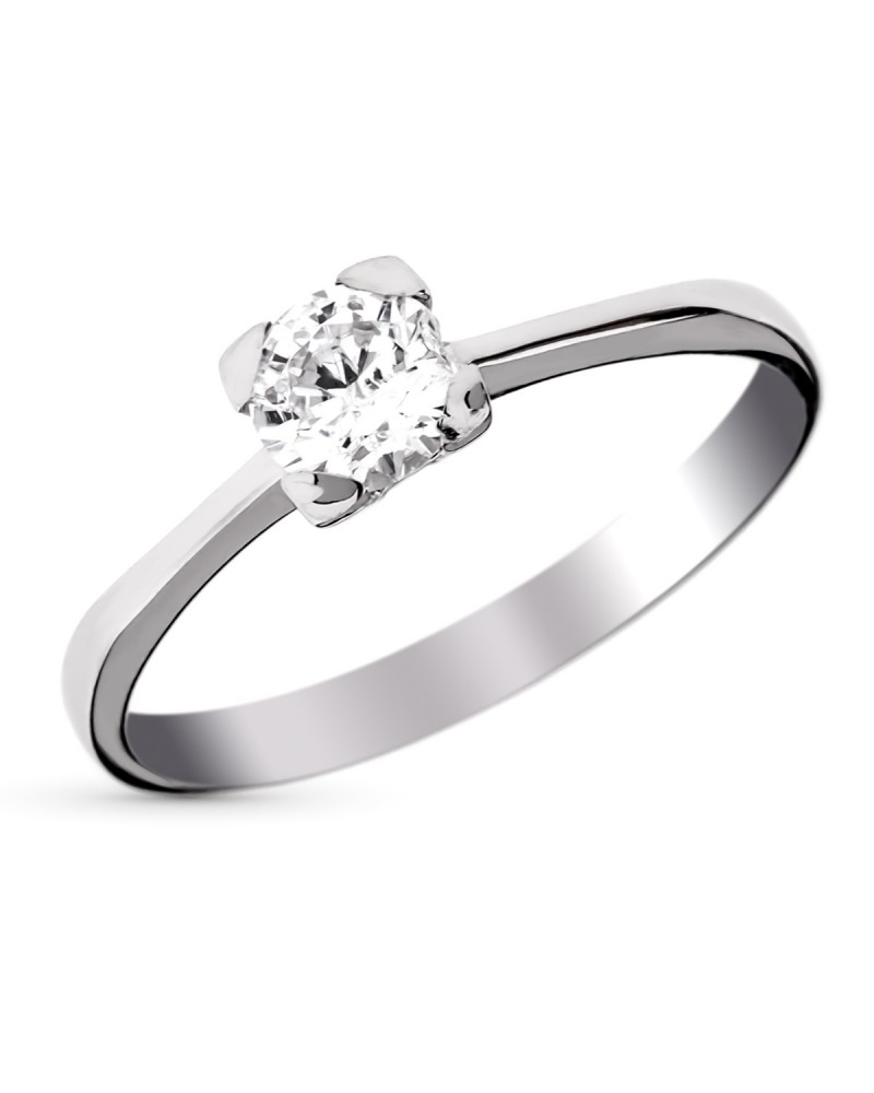 Solitario oro 9k blanco circonita 5mm