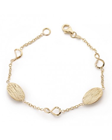 Pulsera oro amarillo 9k eslabones texturizados 19,5cm