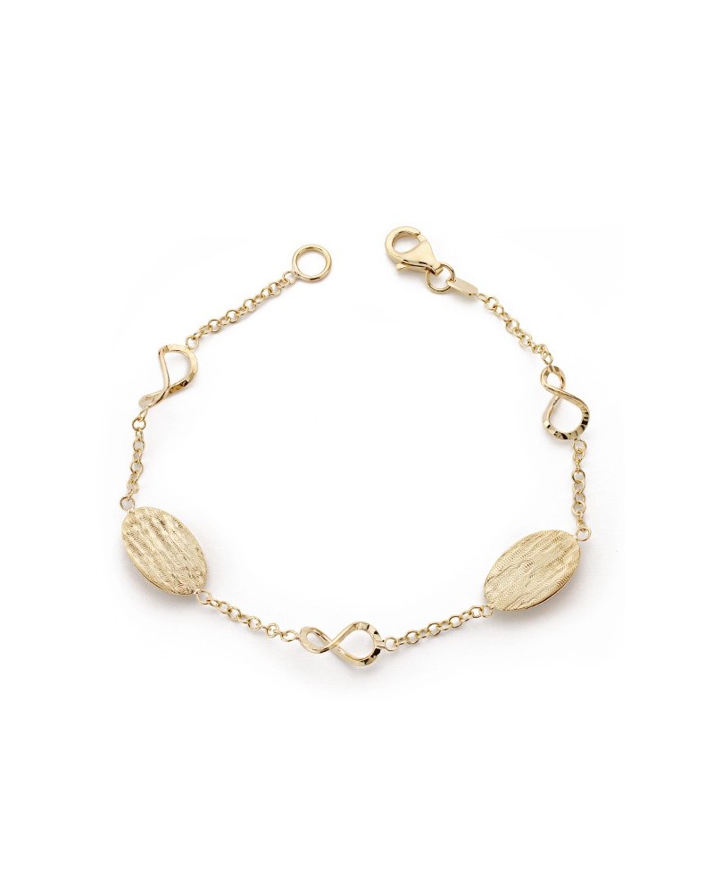 Pulsera oro amarillo 9k eslabones texturizados 19,5cm