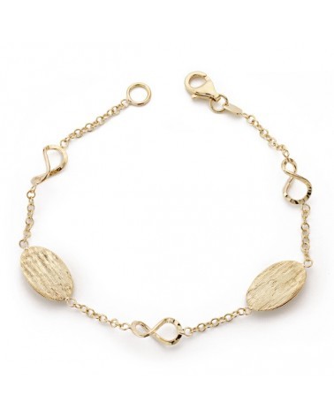 Pulsera oro amarillo 9k eslabones texturizados 19,5cm