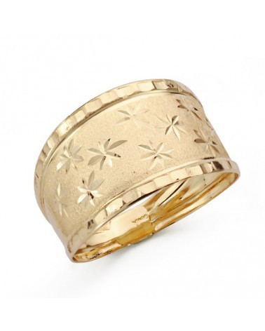 Sortija oro 9k amarillo estampada diamantada 13mm
