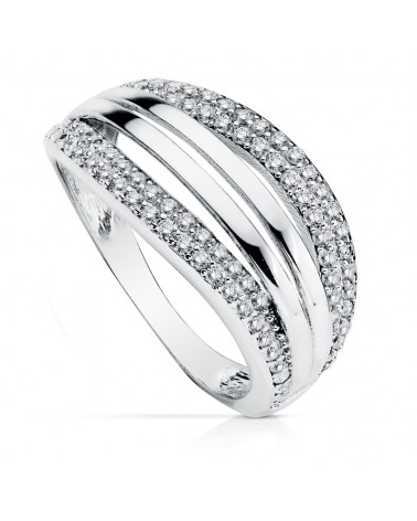Sortija oro blanco 9k bandas circonitas 10mm