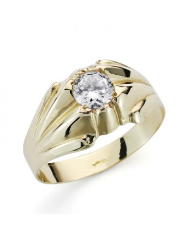 Sello solitario oro 9k amarillo circonita 5mm