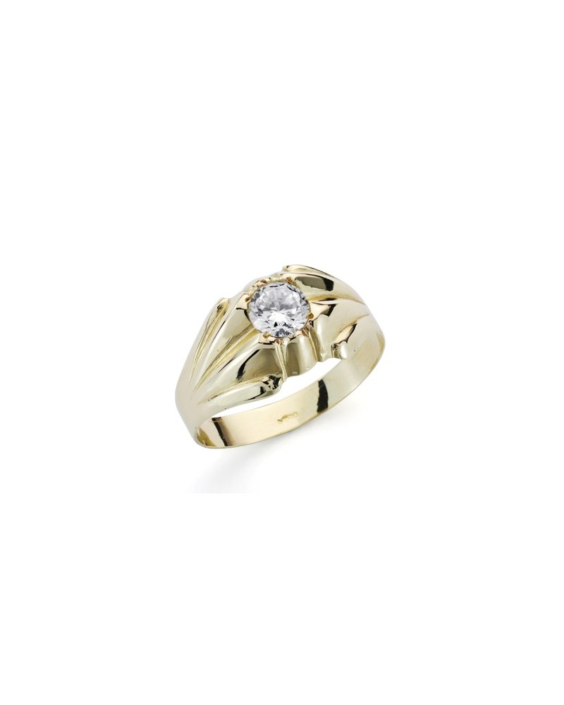 Sello solitario oro 9k amarillo circonita 5mm