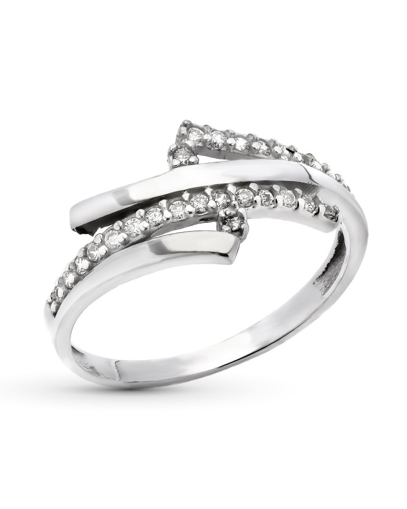 Sortija oro blanco 9k bandas circonitas 9,5mm