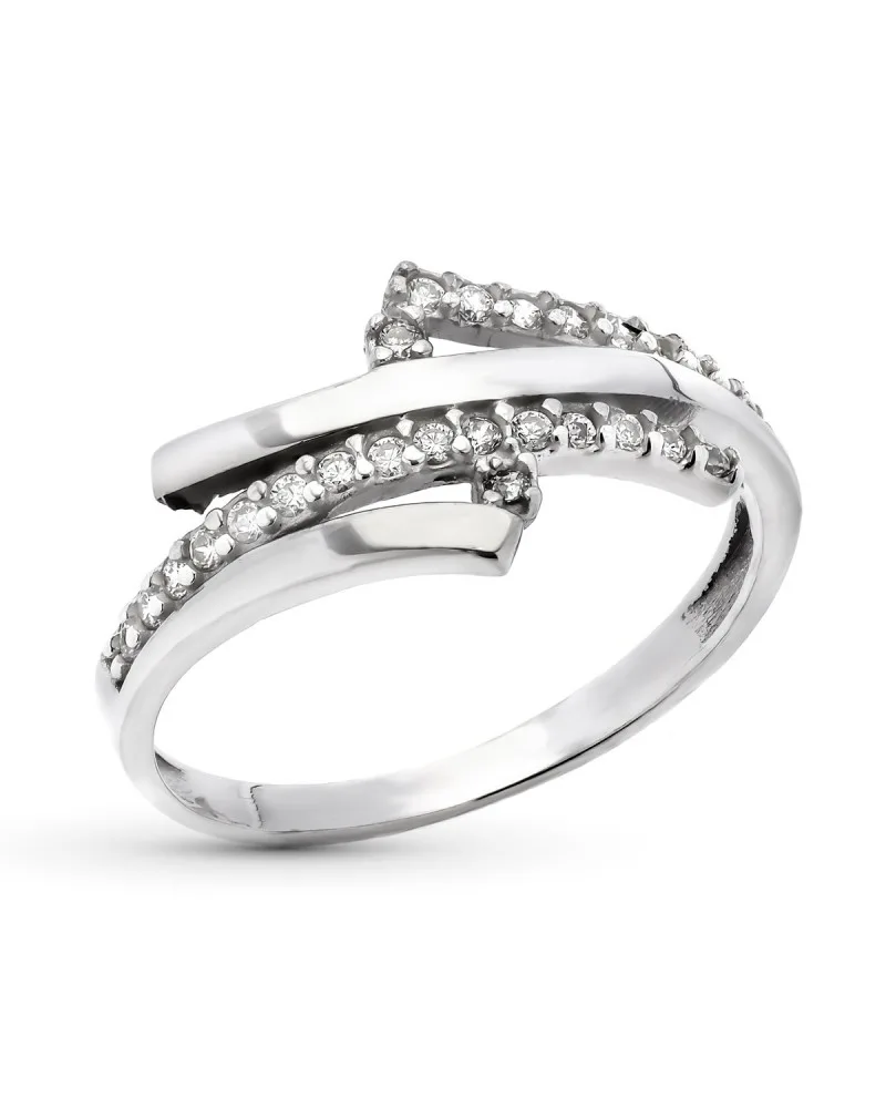 Sortija oro blanco 9k bandas circonitas 9,5mm