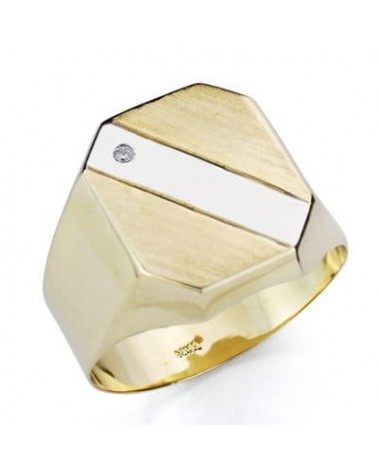 Sello oro 9k amarillo y blanco circonita 17x13,5mm