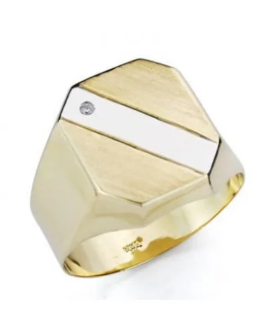 Sello oro 9k amarillo y blanco circonita 17x13,5mm