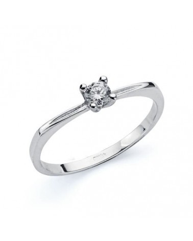 Solitario oro blanco 9k circonita 3mm