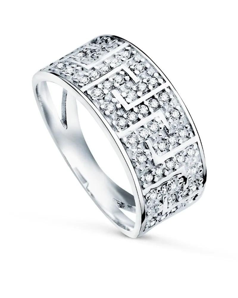 Sortija oro blanco 9k grecas circonitas 9mm