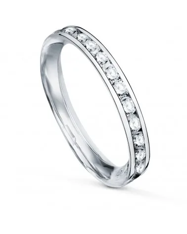 Sortija oro blanco 9k circonitas carril 2,8mm