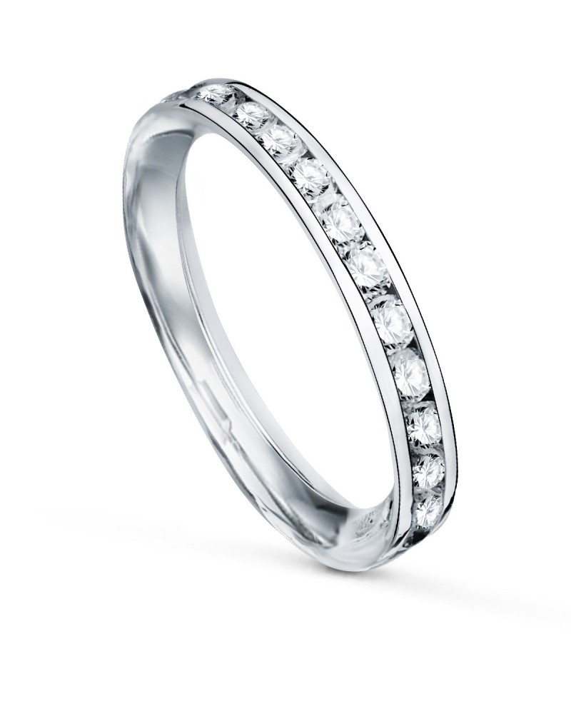 Sortija oro blanco 9k circonitas carril 2,8mm